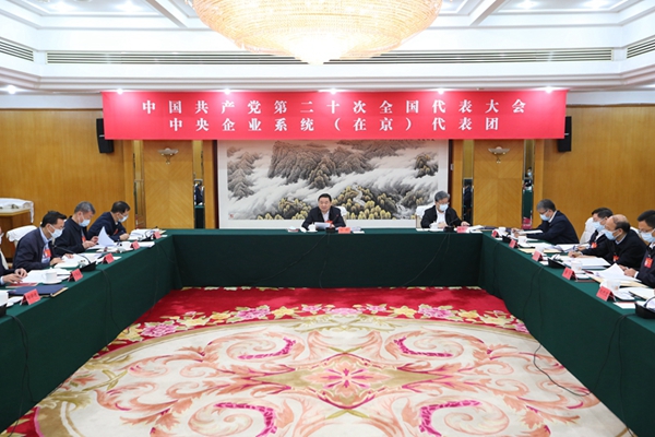 中央企業(yè)系統(tǒng)（在京）代表團(tuán)認(rèn)真討論中央紀(jì)委工作報(bào)告、黨章修正案